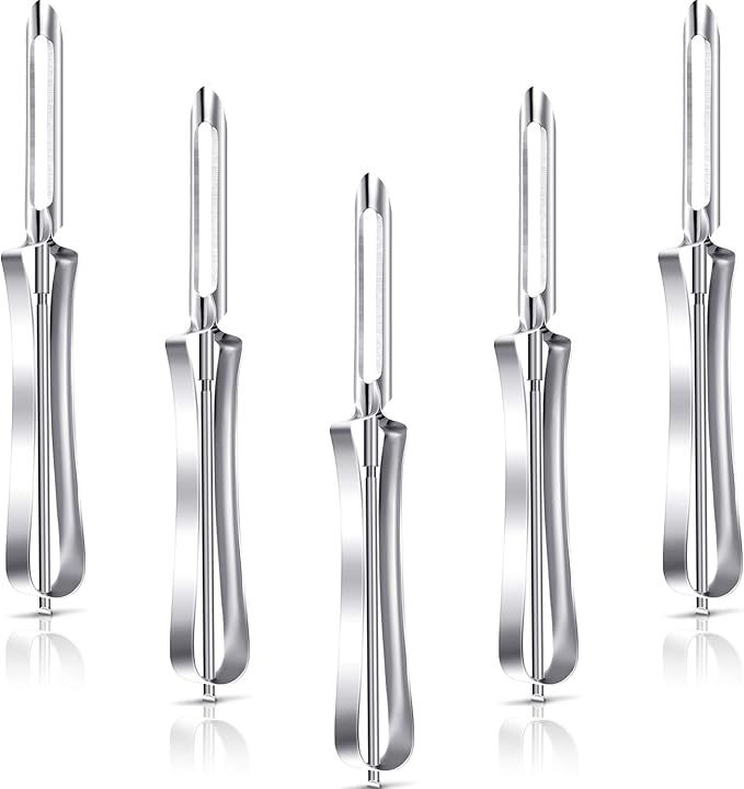 Mudder 5 Pieces Stainless Steel Fruit Vegetable Rotary Peeler Carrots Potatoes Peeling Tools for Home and Kitchen