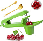 Cherry Pitter Tool;Cherry Remove Heavy Duty Stainless Steel Fruit Core Stoner Seed Cherries Tool With Lock Design For Making Fresh Cherry Jam By Hand; Gold Fruit Spoon & Fork one Set Including