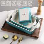 Sweejar Ceramic Bakeware Set, Rectangular Baking Dish for Oven Lasagna Pans for Cooking, Kitchen, Cake Dinner, Banquet and Daily Use, 11.8 x 7.8 x 2.76 Inches of Casserole Dishes (Gradient Blue)