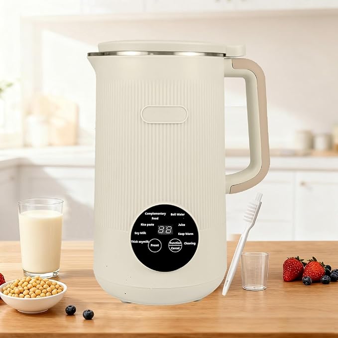 8-in-1 Automatic Soy Nut Milk Maker,40oz Soy Milk Maker for Homemade Almond,Oat,Soy Milk,Rice Paste,Complementary Food,Juice,Milk Maker Machine with Delay Start/Keep Warm/Self Clean/Boil Water