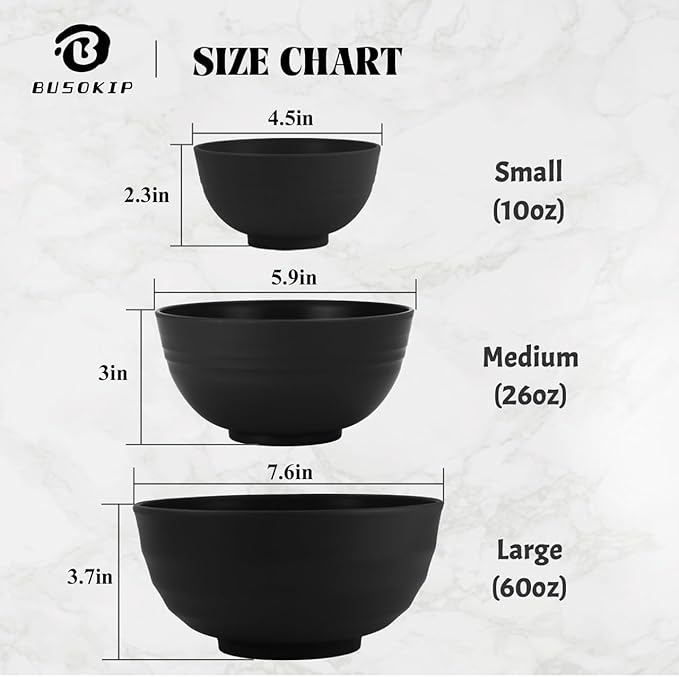 Black Wheat Straw Bowls, 10 OZ Unbreakable Snack Bowls Set of 8, Alternative Plastic Bowl Reusable, Microwave Safe Small Appetizer Bowl for Dessert, Snack, Ice Cream (Black)