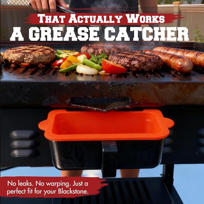 Kitchen perfection 2 Reusable Silicone Grease Cup Liners for Blackstone Griddle Grill - Fits 36 28 22 17 - Drip Catcher Tray Pans - A Must Have Blackstone Accessries for Easy Cleaning