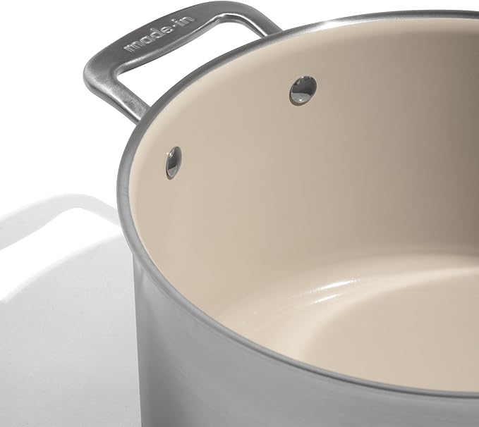 Made In Cookware - 8 QT Ceramic Non Stick Stock Pot with Lid - 5-Ply Stainless Clad with Stay-Cool Handle - Professional Cookware - Crafted in Italy - Induction Compatible