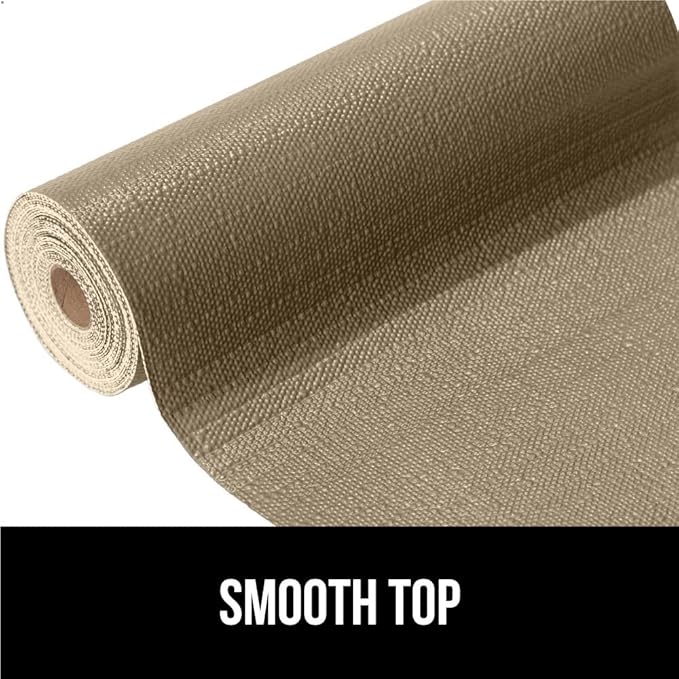 GORILLA GRIP Slip Resistant Drawer and Shelf Liner 2 Pack, Non Adhesive Water Resistant, Easy Clean and Trim, Smooth Surface Liners for Kitchen Cabinet, Shelves, Drawers, Pantry, 12 in x 10 FT, Beige