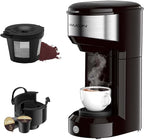 Mini Single Serve Coffee Maker - K Cup & Ground Coffee Compatible - 90 Second Brew - Portable Machine for Home, Office, RV - 14oz Reservoir
