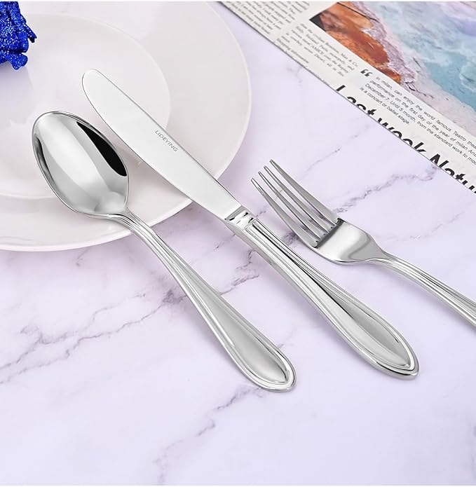Silverware Set, 20-Piece Stainless Steel Flatware, 18/0 Stainless Steel Utensils, Dishwasher Safe, Modern Tableware for Home & Kitchen Dining (20 pieces for 4) (20)
