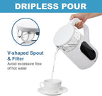 Electric Kettle, 1500W Fast Boiling Glass Water Kettle with Temperature Control, 1.7L Cordless Stainless Steel Base, Keep Warm & Auto Shut-Off, BPA-Free, White