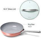 Caraway Nonstick Ceramic Frying Pan With Glass Lid (2.7 qt, 10.5") - Non Toxic, PTFE & PFOA Free - Oven Safe & Compatible with All Stovetops (Gas, Electric & Induction) - Perracotta