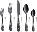 Black Silverware Set for 8, 40-Piece Stainless Steel Flatware Set, Shiny Black Metal Cutlery Set, Include Fork, Knife and Spoon Set, Dishwasher Safe
