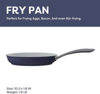 CIARRA Nonstick Ceramic Frying Pan, Non Toxic, PTFE & PFOA Free, Oven Safe & Compatible with All Stovetops, 10.2 Inches, Blue