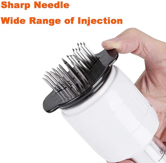 Stainless Steel Sharp Needle Blades Meat Injector 2 in 1 Needle Meat Tenderizer, 304 Stainless Steel(3 injection needle pinhole), Sauces Injector Marinade Flavor Syringe Kitchen Accessories