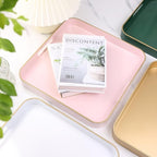 Pink Square Decorative Tray with Handles, 13"*13" Versatile Serving Tray for Coffee Table, Ottoman, Ideal for Serving, Displaying, Organizing