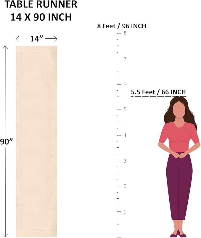 Solino Home Linen Table Runner 90 Inches Long - 100% Pure Linen Birch Table Runner 14 x 90 Inch for Summer, Fall, Autumn - Fete