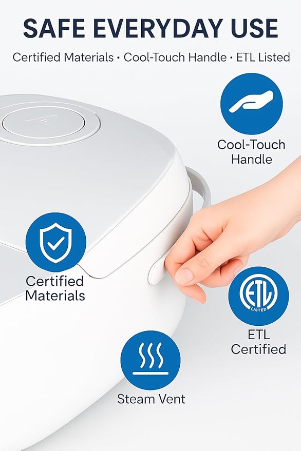 Midea Micom Rice Cooker, Digital Multi-Functional Ricer Cooker/Steamer, Brown Rice, Slow Cooker (3L/5.5Cup) (White)