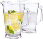 US Acrylic 64oz Bistro Clear Pitcher | Set of 2 Beer Pitchers | Reusable, BPA-free, Made in the USA, Indoor and Outdoor Pitcher Set for Water, Lemonade, Juice, Soda Pop, and Beer