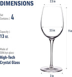Luigi Bormioli Crescendo Chardonnay 13 Oz. White Wine Glasses Set Of 4, Crystal Wine Glass, Dishwasher Safe, Made In Italy.