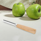Cabilock 2pcs Corer and Pitter, Stainless Steel Fruit Corer with Wooden Handle, Serrated and Smooth Pitter for Apple, Pear, Peach
