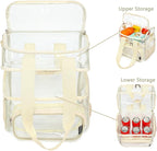 FlowFly Double Layer Cooler Insulated Lunch Bag Adult Lunch Box Large Tote Bag for Men, Women, With Adjustable Strap,Front Pocket and Dual Large Mesh Side Pockets