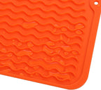 Silicone Dish Drying Mat for Multiple Usage,Easy clean,Eco-friendly,Heat-resistant Silicone Mat for Kitchen Counter or Sink,Refrigerator or drawer liner Orange L 16 inches x 12 inches