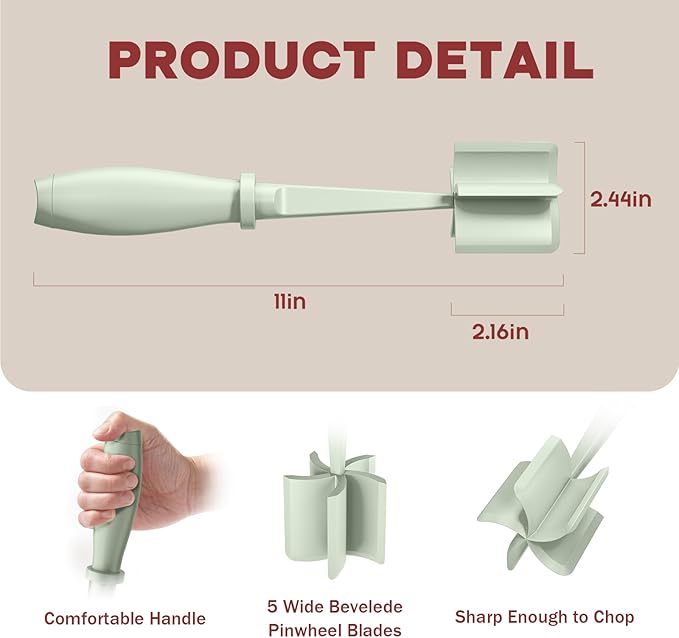 Meat Chopper, Hamburger Grinder, Premium Heat Resistant Smasher for Ground Beef, Burger Grinder Nylon Potato Mix Tool-Green