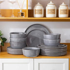 AmorArc Stoneware Dinnerware Sets,Round Reactive Glaze Ceramic Plates and Bowls Sets,Highly Scratch Resistant | Microwave & Dishwasher Safe,Service for 8 Dishes Set (24pc)