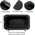 KesaPlan Collapsible Sink Colanders and Strainers Basket Extendable Plastic Fruit Vegetable Strainer Drainer Basket for Kitchen (Length 13.6 inch-18.7 inch) (black)
