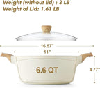 SENSARTE Ceramic Nonstick Stock Pot with Lid, 2.6/4.5/6.6/8.5 QT Soup Pot Casserole Pot, Non-toxic Healthy Pasta Pot, Large Cooking Pot Stew Pot, Induction Compatible, PFOA PFAS PTFE Free, White