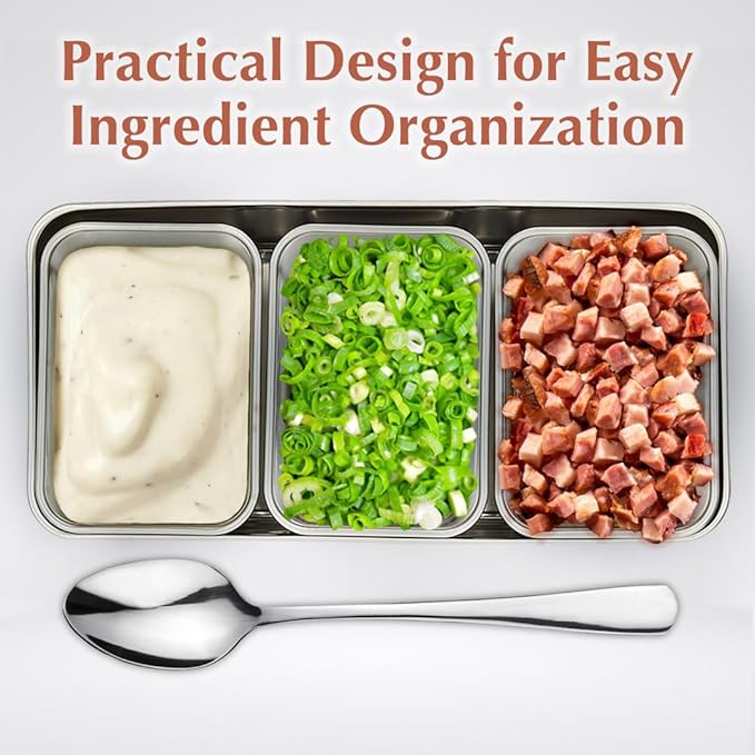 TIKUSAN Stainless Seasoning Container Yakumi Pan Spice Storage Box Tray with Lid Medium Size Made in Japan (6 Containers)