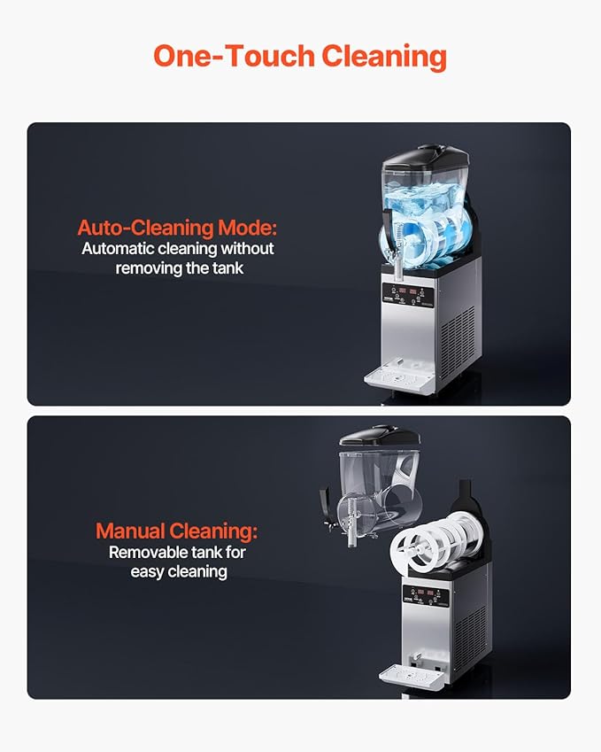VEVOR Commercial Slushy Machine, 12L Single Tank Frozen Drink Machine, 48 Cups Stainless Steel Margarita Smoothie Frozen Drink Maker, Slushie Maker for Home Party Restaurants Cafe Bars
