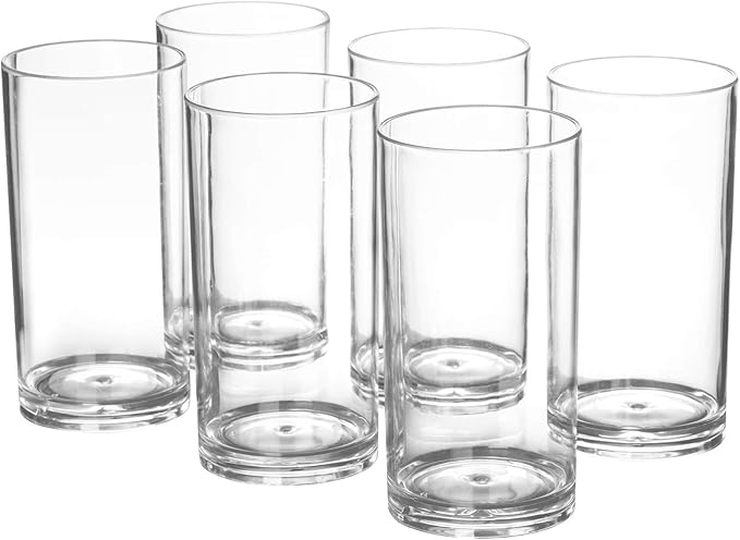 AOYITE 20-ounce Plastic Tumblers Dishwasher-Safe Premium Quality Juice Water Glasses BPA-free Clear Set of 6 Drinking Cups