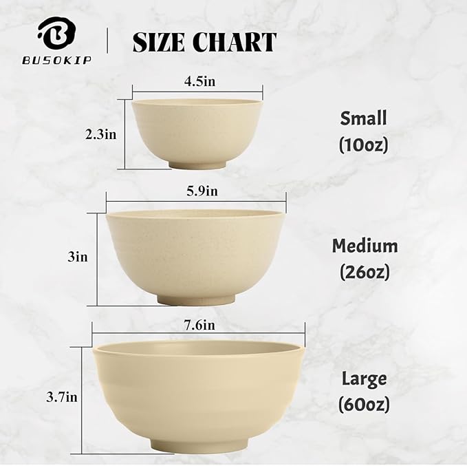 Beige Wheat Straw Bowls, 10 OZ Snack Bowl Set of 8, Unbreakable Ice Cream Bowl Set, Alternative Plastic Bowls Reusable, Microwave Safe Small Appetizer Bowl for Dessert, Snack (Beige)