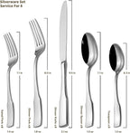 Alata Kate 45-Piece Silverware With Utensil-Serving Set, Service for 8, Stainless Steel Flatware, Mirror Polished Cutlery, Dishwasher Safe