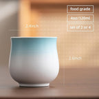 4-Oz Ceramic Espresso Cups Set - Multi-Color, Handle-Free Design for Home & Cafe | Dishwasher-Safe Stoneware Cups (Kiln turned blue, 4)