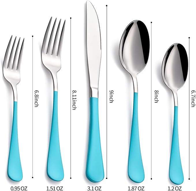 20-Pieces Blue Silverware Sets for 4,Blue Handle Stainless Steel Cutlery Set, Include Forks Spoons and Knives Set, Dishwasher Safe Utensil Sets for Home Restaurant