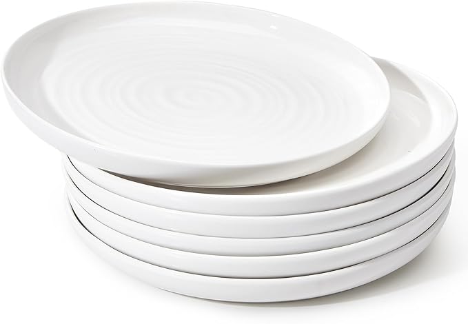 Sweese Dessert Plates, 7.8 Inch Porcelain Round Salad Plates Set of 6, Small Appetizer, Small Dish Set, Microwave & Dishwasher Safe, Scratch Resistant Slates set, White