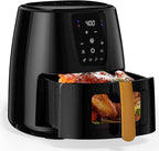 6.0 QT Large Digital Air Fryer with Window for Kitchen Use,Nonstick Made without PFAS, Touchscreen Display,400F,Customized Temp/Time,NonStick Basket,Black