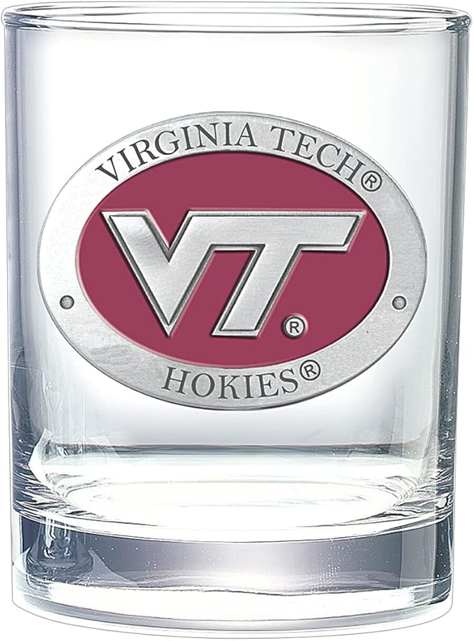 Heritage Pewter Virginia Tech Double Old Fashion | Double Rocks Glass 14 OZ for Liquor | Expertly Crafted Pewter Glass