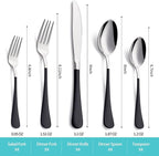 20-Piece Black Silverware Set for 4, 18/0 Stainless Steel Flatware Cutlery Utensils Set, Include Dinner Knives,Dinner Forks,Dinner Spoons,Salad Forks,Teaspoons, Elegant Gift，Dishwasher Safe