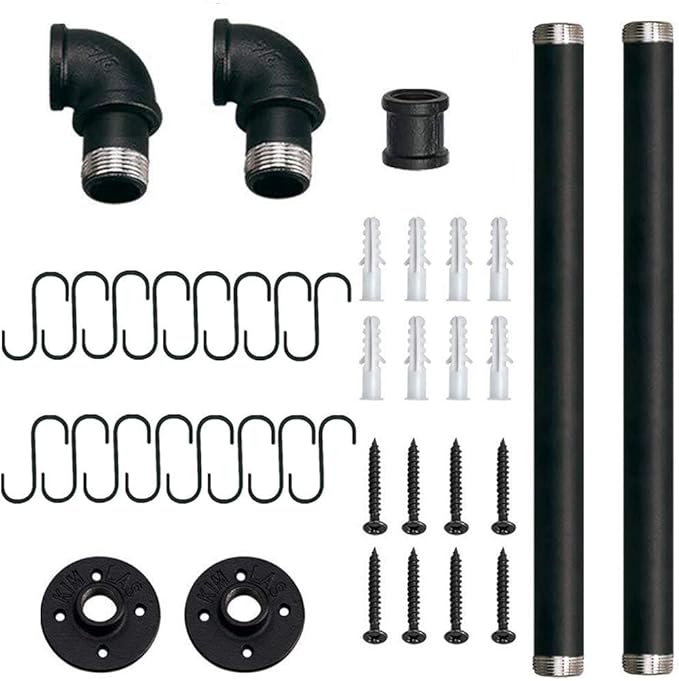 Toplife 39.4 inch Pot Rack, Kitchen Wall Mounted Detachable Pan Lid Utensils Organizer Hanging Rail with 16 Hooks, Black