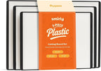 SMIRLY Plastic Cutting Board Set 3 Pieces, Non-Slip Dishwasher Safe Chopping Boards for Kitchen, Black & White