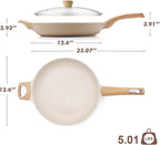 SENSARTE Ceramic Nonstick Frying Pan Skillet with Lid 12.5Inch Large Non Stick Non-toxic Healthy Kitchen Cooking Chef's Pan, Free of Intentionally Added PFOA/PFAS/PTFE, Induction Compatible