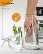 64oz Glass Pitcher, 2 Quart Mason Jar Pitcher with Lid and Spout | Wide Mouth | Airtight | Leakproof | Glass Water Jug for Juice, Sun Iced Tea, Cold Brew Coffee, Milk Storage, White