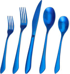Matte Blue Silverware Set, 20-Piece Stainless Steel Flatware Set Service for 4, Satin Finish Tableware Cutlery Set for Home and Restaurant, Dishwasher Safe