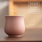 4-Oz Ceramic Espresso Cups Set - Multi-Color, Handle-Free Design for Home & Cafe | Dishwasher-Safe Stoneware Cups (pink, 4)