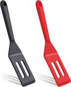 2 Pack Silicone Egg Spatula Flipper Thin 9.8 Inch Black Small Omelette Turner Heat Resistant Non Stick Pancake Spatula for Cooking Omelet Burgers Pizza Steak Crepes