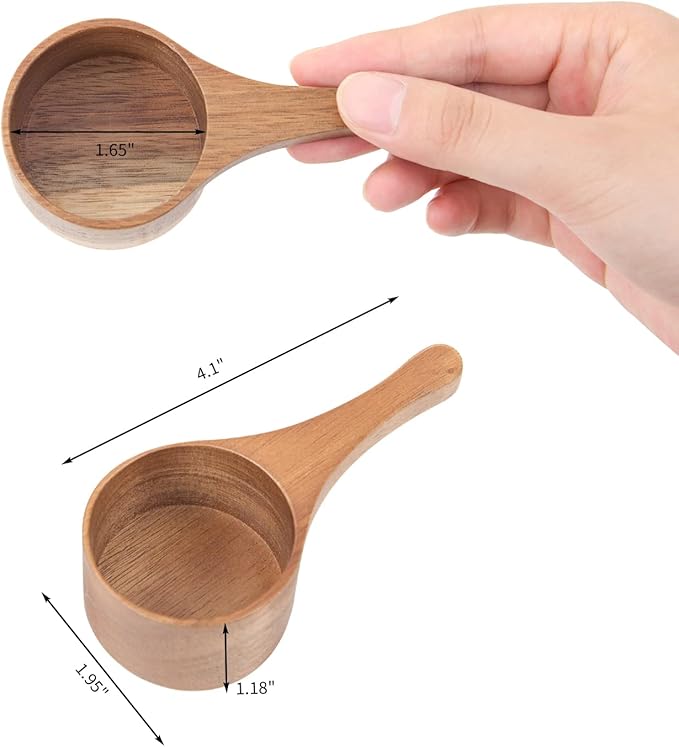 40 ml 4 Pack Acacia Wood Coffee Scoops, Small Wooden Coffee Spoons for Jars and Containers, Set of 4 Tablespoon Bean Scoop, Cute Coffee Beans Measuring Scoop for Cooking, Bath Salt.