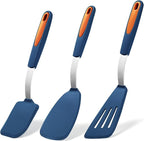 To encounter 3 Pieces Silicone Spatula Set, Heat Resistant Flexible Turner Spatulas, Nonstick Cookie Spatula, Fish Spatula, Dishwasher Safe, Navy Blue