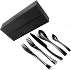 20-Piece 18/10 Stainless Steel Flatware Set Mirror Polishing Black, Serive for 4