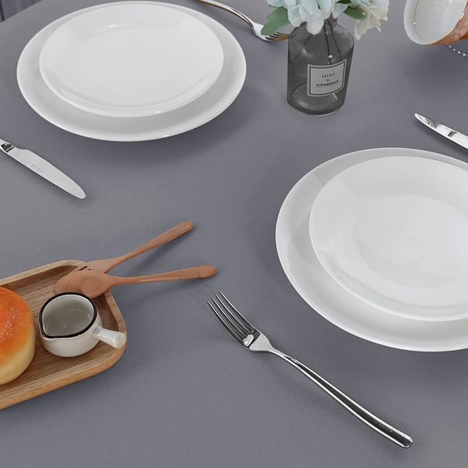 sancua 2 Pack Light Grey Tablecloth 60 x 102 Inch, Rectangle 6 Feet Table Cloth - Stain and Wrinkle Resistant Washable Polyester Table Cover for Dining Tables, Buffet Parties and Camping