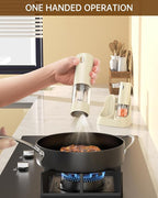 CIRCLE JOY Electric Salt and Pepper Grinder Set Automatic Salt and Pepper Grinder Set with Easy-to-Carry Charging Base and LED Light, USB Rechargeable, External Adjustable Coarseness, Light Yellow